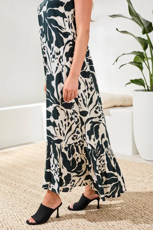 Tribal Smocked Frill Maxi Dress - Style 9540-4716