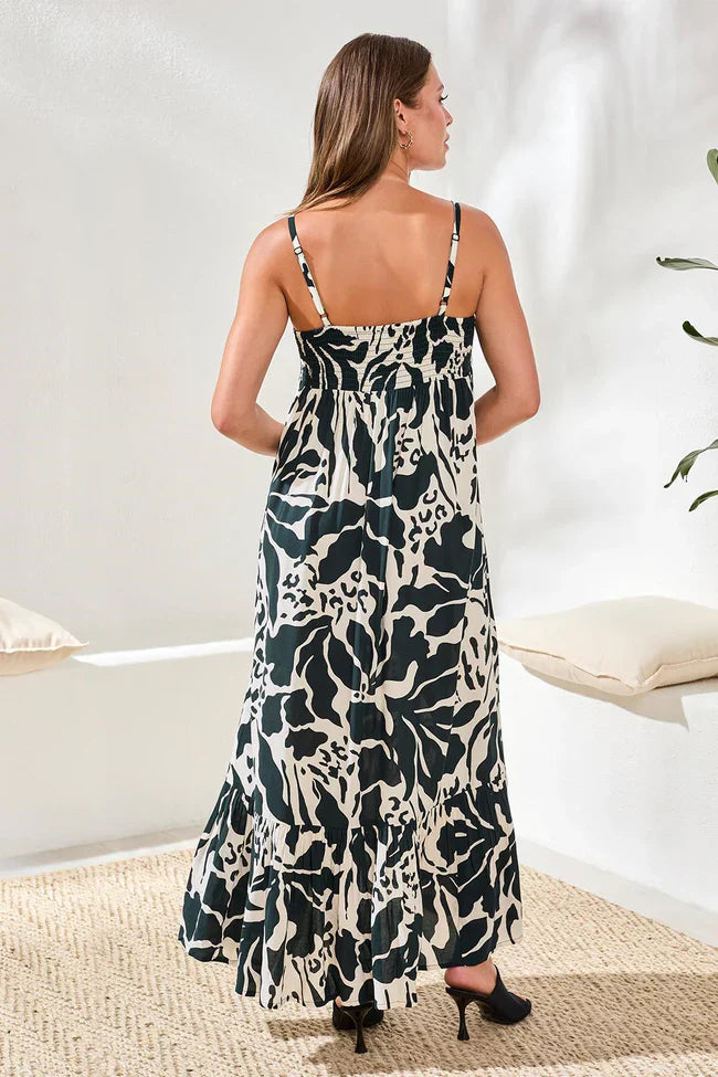 Tribal Smocked Frill Maxi Dress - Style 9540-4716