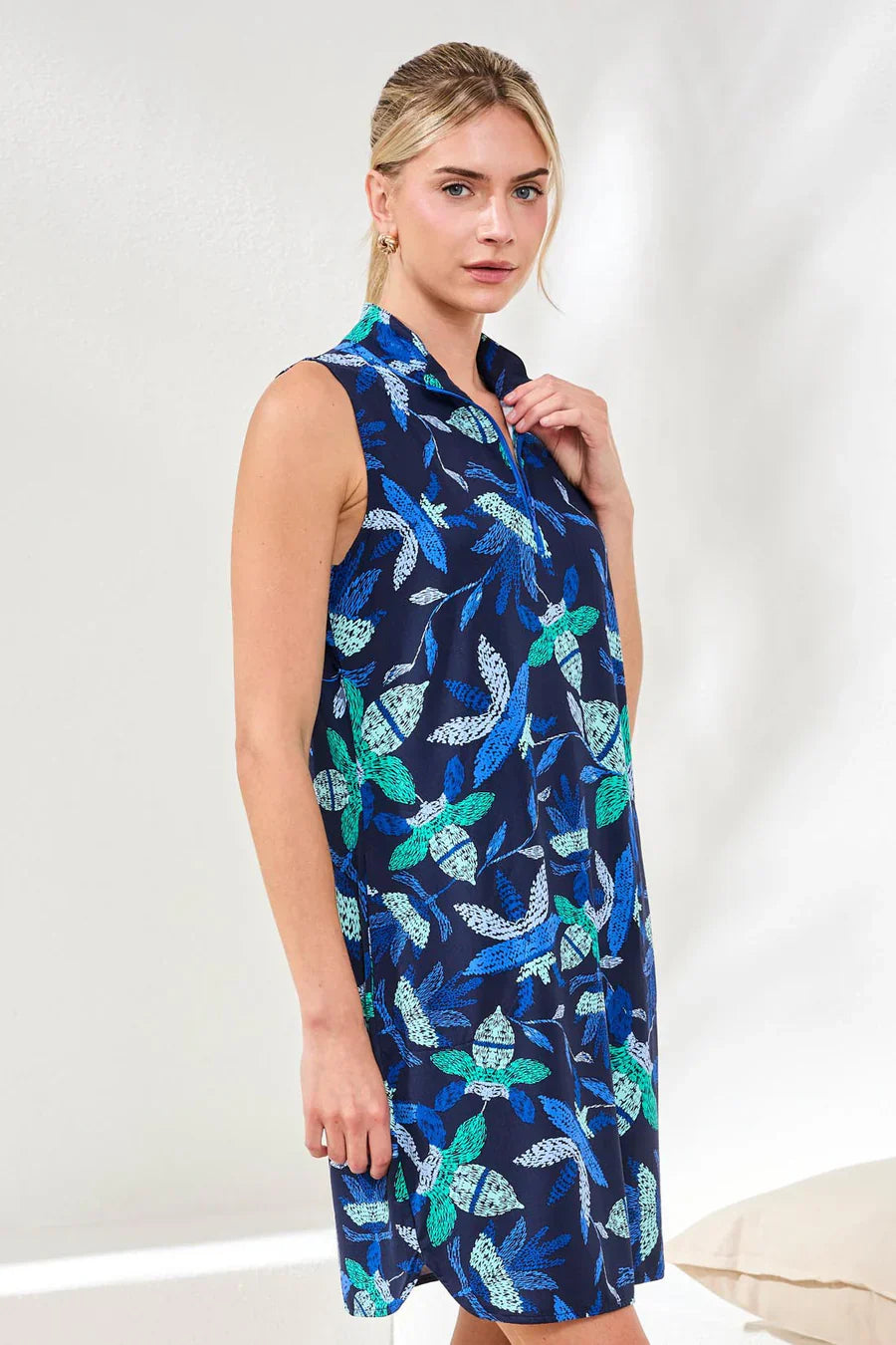 Tribal Zip-Front Blue Dress - Style 13710-3024