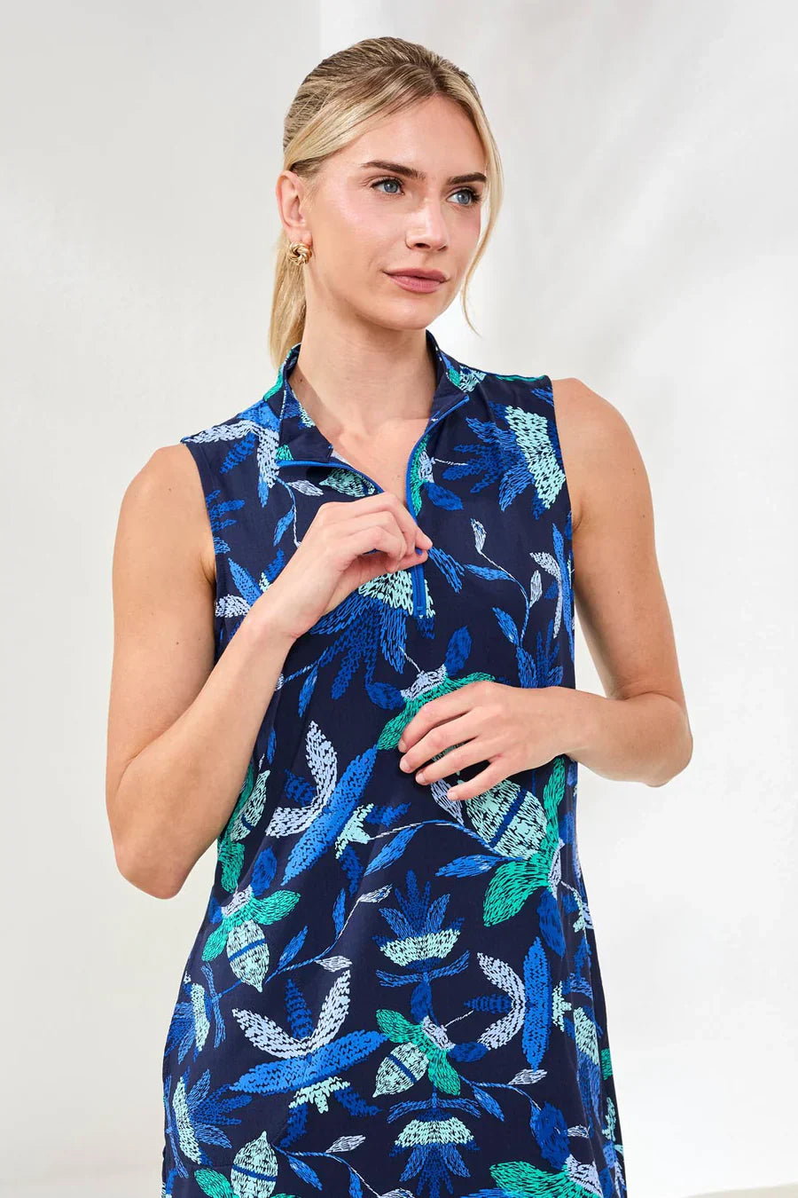 Tribal Zip-Front Blue Dress - Style 13710-3024