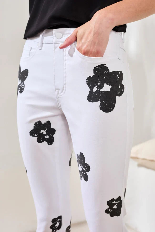 Tribal Strech Cotton Floral High-Waisted Capris - Style 61440-4815P
