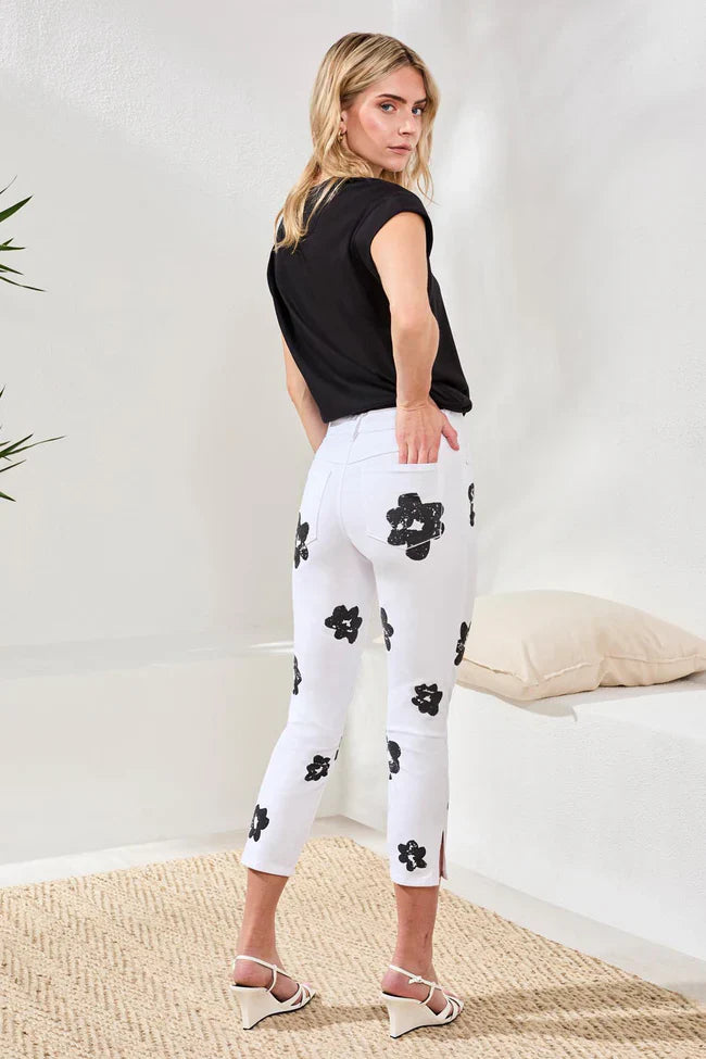 Tribal Strech Cotton Floral High-Waisted Capris - Style 61440-4815P