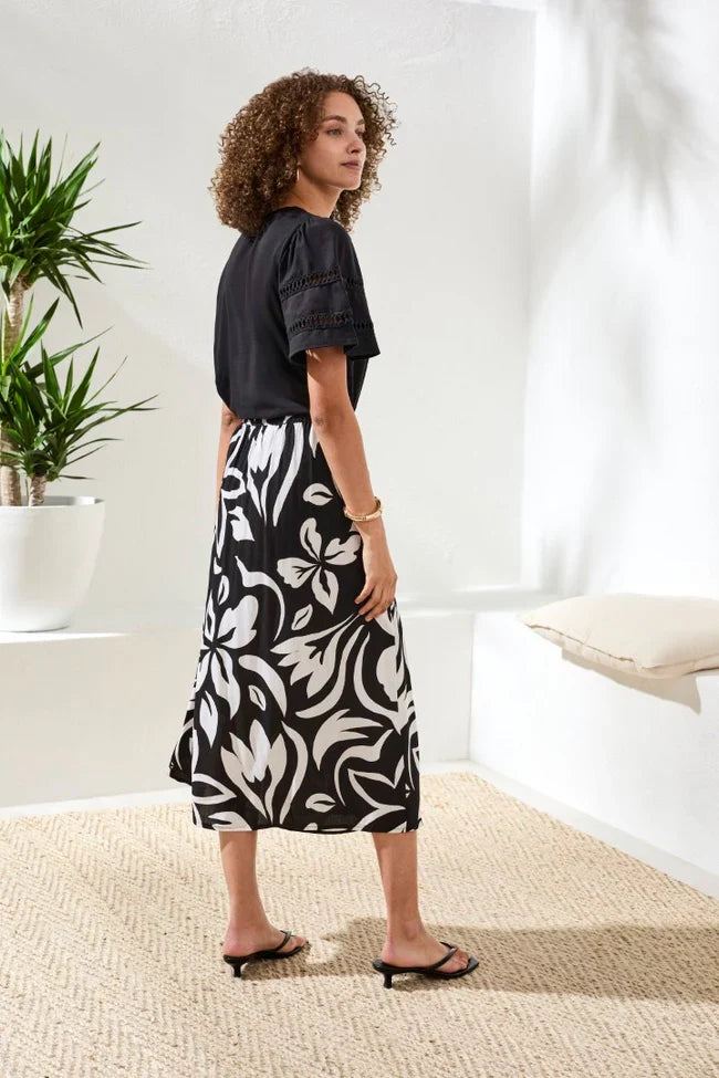 Tribal Printed Wrap‑Front Pull‑On Midi Skirt - Style 31210-3477