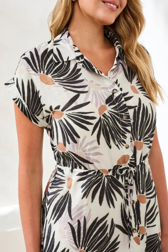 Tribal Printed Soft Short-Sleeve Dress - Style 61110-4996
