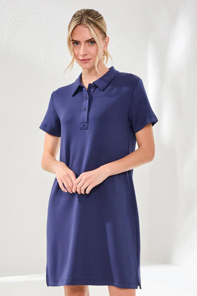 Tribal Techno Lux Scuba Short Sleeve Polo Dress - Style 30500-3390