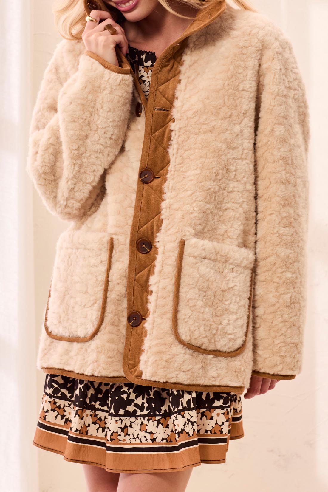 Tribal Reversible Faux Suede & Fur Coat - Style 32390-8545
